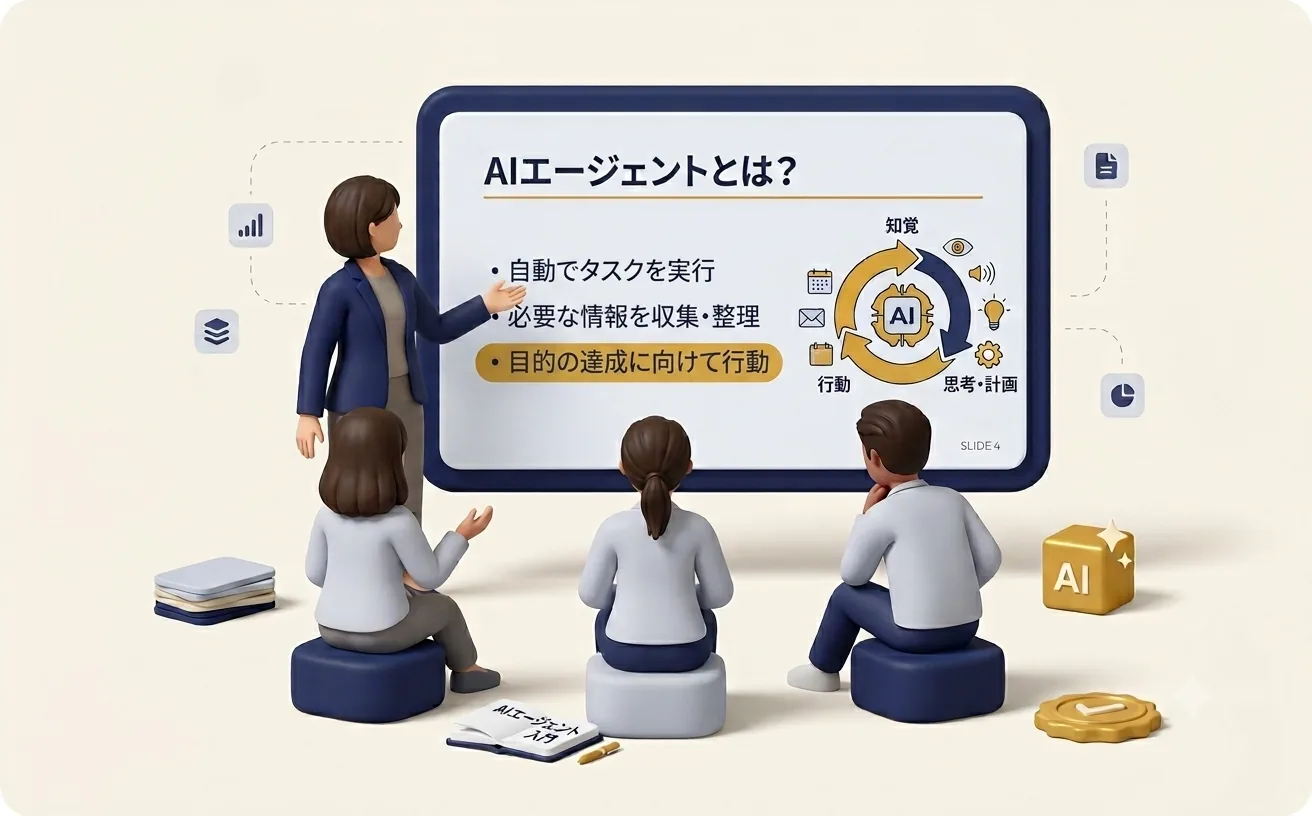 AI研修：講師が実演しながら受講者がAIの使い方を学んでいる様子